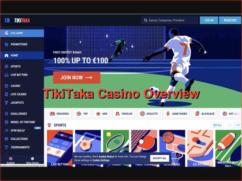 A estrutura e as funcionalidades do TikiTaka Casino