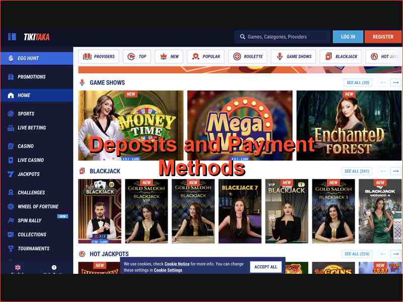 Formas de pagamento e limites de depósito no TikiTaka