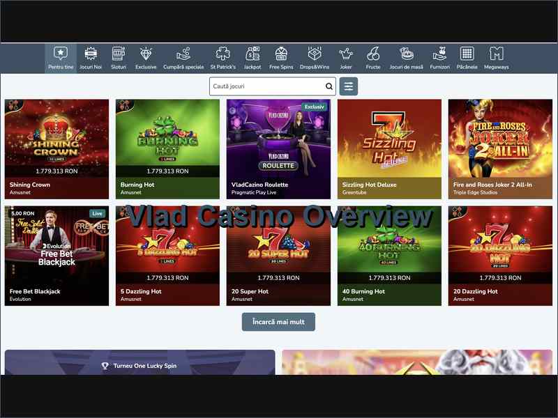 La structure et les caractéristiques de Vlad Casino